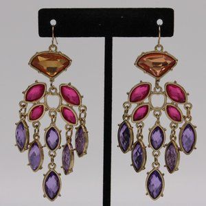 ShoeDazzle Pastel Party Gold Tone Multi-Color Chandelier Style Dangle Earrings